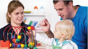 Parents interacting with child 